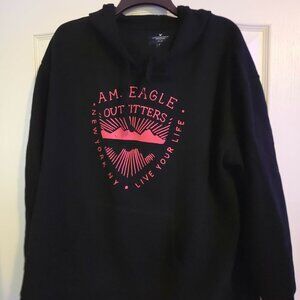 American Eagle Shirt Hoodie XXL 2XL Black